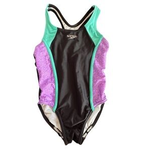 Girl’s Speedo One Piece Bathing Suit Size XS Racerback UPF 50+  Swim